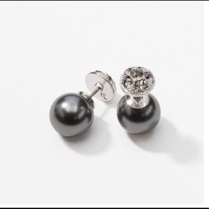 Touchstone Crystal Flip Side Grey Pearl Earrings